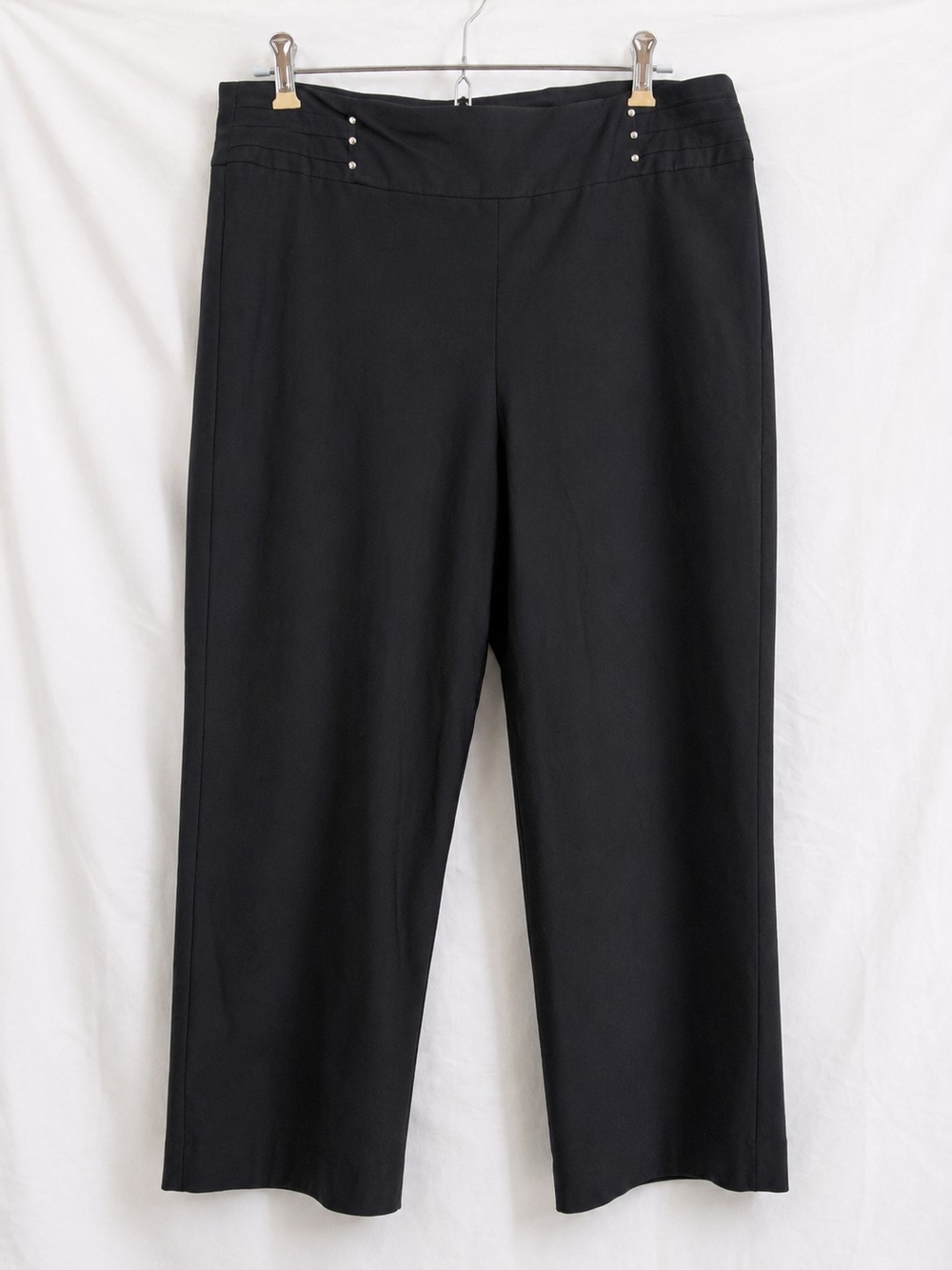 JM COLLECTION Women's Black Straight Leg Career Pants Tummy Control Pull On - Picture 2 of 7